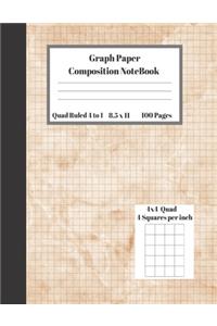 Graph Composition Notebook 4 Squares per inch 4x4 Quad Ruled 4 to 1 / 8.5 x 11 100 Pages