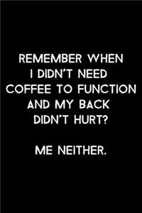 Remember When I Didn't Need Coffee To Function And My Back Didn't Hurt? Me Neither.