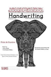 Elephant Cover Handwriting Practice Pages Primary Notebook Print & Cursive