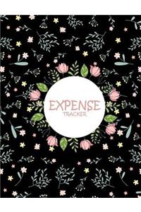 Expense Tracker: Floral Book Black Color, Daily Expense Tracker Large Print 8.5" x 11" Money Spending Journal, Personal Expense Tracker