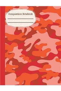 Camouflage Red Composition Notebook - 4x4 Graph Paper