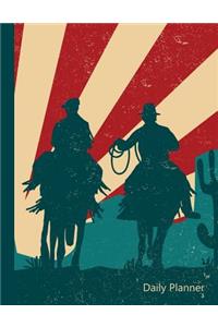 Daily Planner: 2019 - 2020 Vintage Cowboy Yearly Planner I January 19 - December 19 Writing Notebook Plan Days, Set Goals & Get Stuff Done