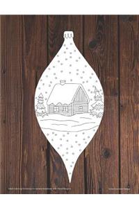 Adult Coloring Christmas Ornament Notebook with Floral Margins
