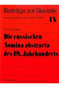 Die russischen Nomina abstracta des 19. Jahrhunderts