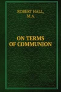 ON TERMS OF COMMUNION