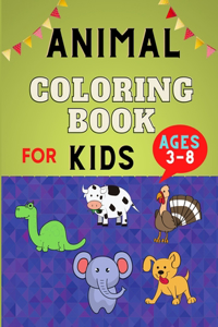 Animal coloring book for kids ages 3-8