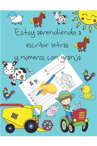 Estoy aprendiendo a escribir letras y números con granja