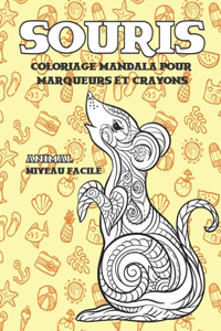 Coloriage Mandala pour marqueurs et crayons - Niveau facile - Animal - Souris