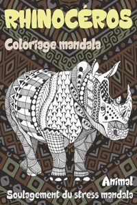Coloriage Mandala - Soulagement du stress Mandala - Animal - Rhinocéros