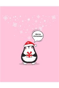 Cute pink penguin Christmas notebook journal