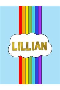 Lillian: Rainbow Cloud Personalized Name Composition Notebook - Cute Blue Red & Purple Wide Ruled Blank Lined Exercise Book & Journal for Students - Christma