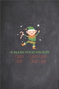 4 Main Food Groups - Candy Corn Cane Syrup Christmas Elf Journal