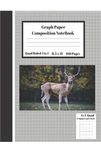 Graph Composition Notebook 4 Squares per inch 4x4 Quad Ruled 4 to 1 / 8.5 x 11 100 Sheets
