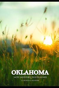 Oklahoma Note Monthly 2020 Planner 12 Month Calendar