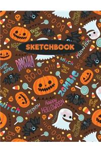 Halloween Sketchbook: Pumpkins, Ghosts & Candy Corn: 120 Pages of 8.5" X 11" Blank Paper for Drawing, Sketching and Doodling