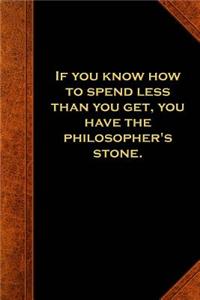 Ben Franklin Quote Journal Spend Less Philosopher's Stone Vintage Style