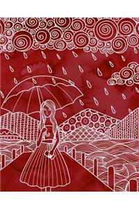 Journal Notebook Watercolor Girl In The Rain 2