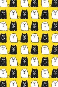 Journal Notebook For Cat Lovers Black and White Cats in a Row 6
