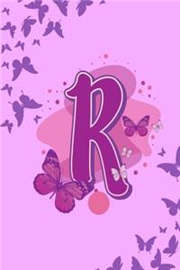 R: Letter R Monogram Purple & Pink Butterfly Notebook & Journal