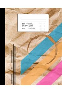 Dot Journal: Graphic Style Journal with Fluorescent Stripes and Coffee Stain Print