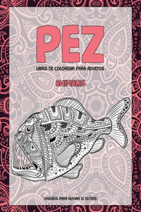 Libro de colorear para adultos - Diseños para aliviar el estrés - Animales - Pez