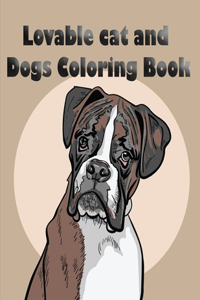 Lovable cat and Dogs Coloring Book