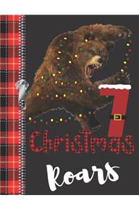 7 Christmas Roars: Large A4 Holiday Brown Bear Creative Lined Writing Journal For Girls And Boys