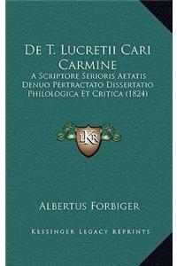 De T. Lucretii Cari Carmine
