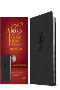 Biblia de Estudio del Diario Vivir Rvr60, Letra Grande (Sentipiel, Carbon, Indice, Letra Roja)