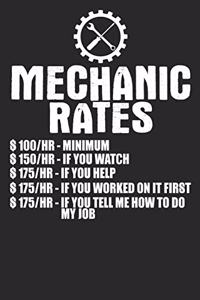 Mechanic Rates $100/HR Minimum $150/HR If You Watch $175/HR If You Help $175/HR If You Worked On It First $175/HR If You Tell Me How To Do My Job