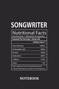 Nutritional Facts Songwriter Awesome Notebook