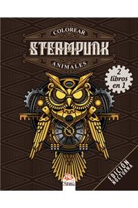 Colorear Steampunk animales - 2 libros en 1 - edición nocturna