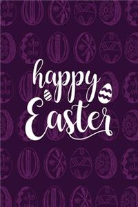 Happy Easter Notebook, Blank Write-in Journal, Dotted Lines, Wide Ruled, Medium (A5) 6 x 9 In (Purple)
