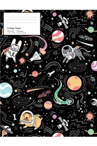 Space Cats & Dogs College Composition Notebook