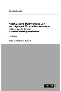 Abschluss und Durchführung von Verträgen mit Mitarbeitern ohne oder mit eingeschränkten Arbeitnehmereigenschaften