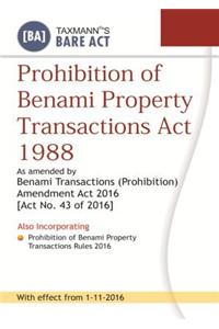 Prohibition of Benami Property Transactions Act 1988 With effect from 1-11-2016
