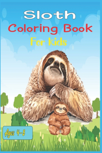 Sloth Coloring Book For Kids Ages 4-8