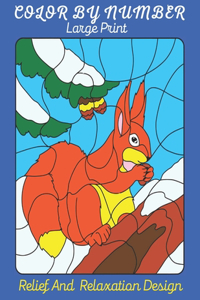 Color BY Number Large Print Relief And Relaxation Design