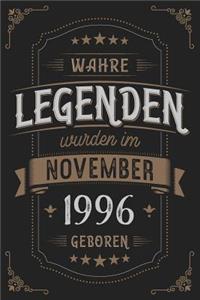 Wahre Legenden wurden im November 1996 geboren: Vintage Geburtstag Notizbuch - individuelles Geschenk für Notizen, Zeichnungen und Erinnerungen - liniert mit 100 Seiten