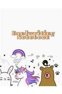 Handwriting Notebook: Blank Writing Sheets Notebook with Dotted and Lined Lines for Kids in Kindergarten, Preschoolers and Kids Ages 3-5 with Cute Animal Cover Including 