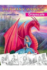 Fantasy World. Grayscale coloring book