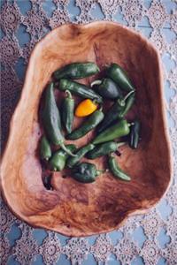 Some Spicy Chili Peppers in a Wooden Bowl Journal