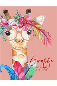 Planner July 2019- June 2020 Giraffe Watercolor Monthly Weekly Daily Calendar