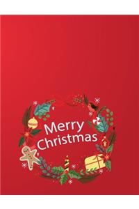 Merry Christmas: Christmas Decoration on red cover and Sketch Blank pages, Extra large (8.5 x 11) inches, 120 pages, White paper, Sketch, Draw and Paint