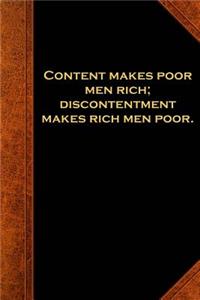 Ben Franklin Quote Journal Content Poor Men Rich Vintage Style