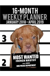2018-2019 Weekly Planner - Most Wanted French Mastiff