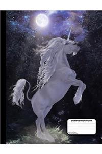 Magical Unicorn In The Moonlight Composition Notebook Blank Unruled 200 Pages / 100 Sheets, 9-3/4