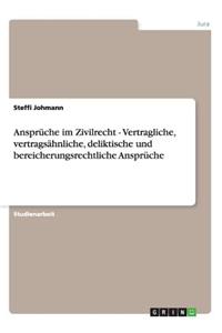 Ansprüche im Zivilrecht - Vertragliche, vertragsähnliche, deliktische und bereicherungsrechtliche Ansprüche