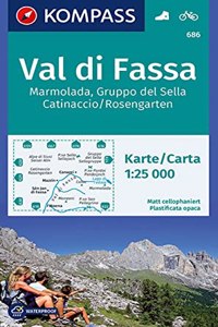 Val di Fassa, Marmolada, Gruppo del Sella, Catinaccio/Rosengarten 1:25 000: Wanderkarte mit Radtouren. GPS-genau
