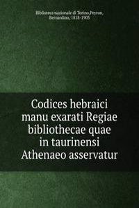 Codices hebraici manu exarati Regiae bibliothecae quae in taurinensi Athenaeo asservatur